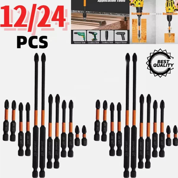 12/24Pcs PH2 Impact Driver Bit Set Magnetic Phillips Screwdriver Drill Bits Tool