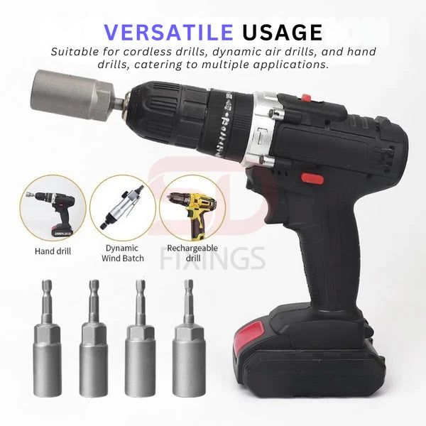 5 x Deep Bolt 10mm Nut Driver Bit Set 1/4" Hex Shank Impact Socket Adapter