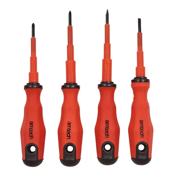 4 pc piece ELECTRICIAN SCREWDRIVER INSULATED SLOTTED PHILIPS DIY TOOLS WORK NEW