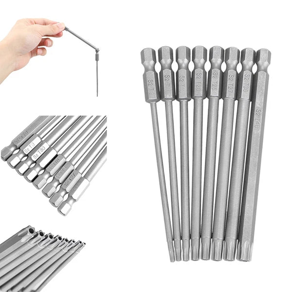 8pcs Torx Screwdriver Bit Set Hex Security Magnetic Head 100MM Extra Long IN USA