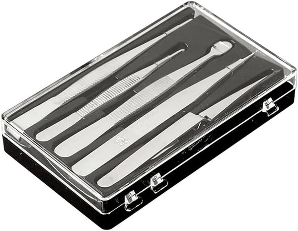 New ANEX Tweezers, Stainless Steel, with Case, Set of 5, No. 1090 from Japan