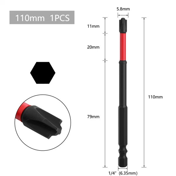 5PC FPH2 Impact Screwdriver Bit Set-S2 Steel 65mm & 110mm Slotted Heads 2025 NEW