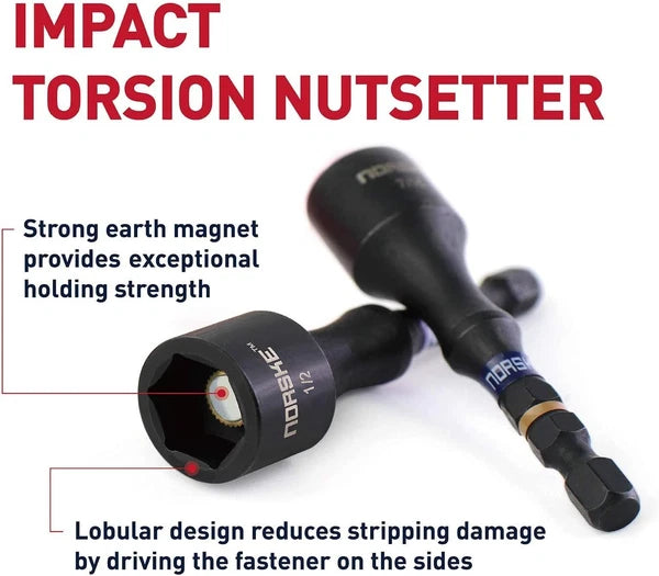 (J) Norske Tools NIBPI650 Impact Torsion Magnetic Nutsetters, 5 pc