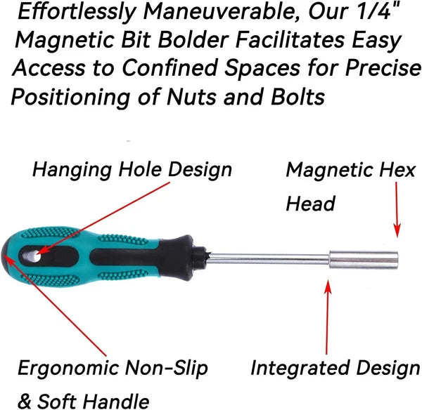 Bit Driver Handle,2 Pieces 1/4 Inch Bit Driver Magnetic Screwdriver Bit Driver,