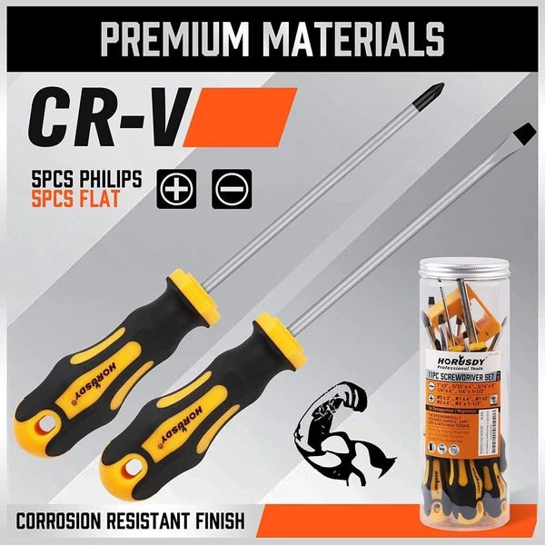 11-Piece Magnetic Screwdriver Set - Corrosion-Resistant with Storage Box