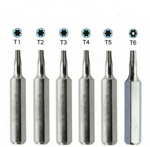 Micro Torx Driver Bits Set T1,T2,T3,T4,T5,TR6 (T6H Security) Torque Star Repair