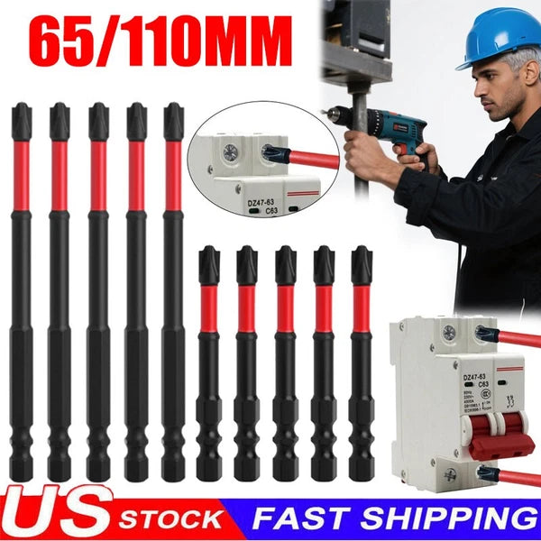 5PCS FPH2 Impact Screwdriver Bit Set-S2 Steel 65mm &110mm Slotted Heads 2025 NEW