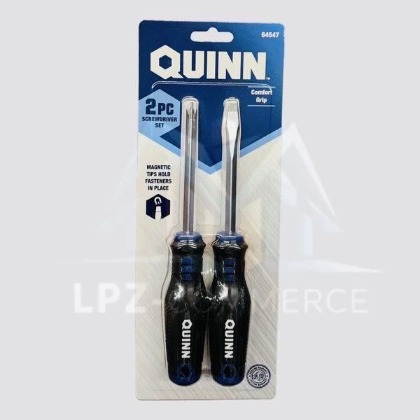 Quinn 2pc Screwdriver Set.Magnetc Tips/Comfort Grip