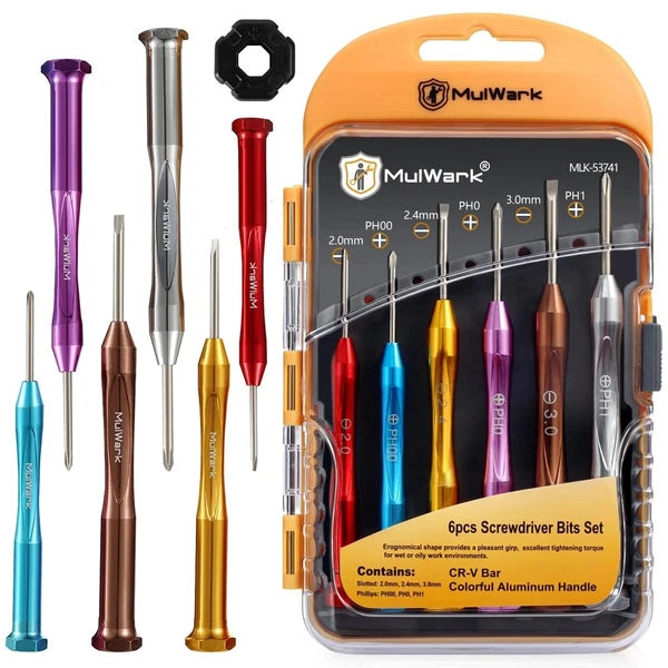 Small Screwdriver Set, 6pcs Magnetic Mini Screwdriver Set, Micro Precision Fl...