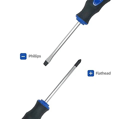 6PCS Magnetic Tip Screwdriver Set, 3 Phillips and 3 Flat, 6pc_black Tip_matt
