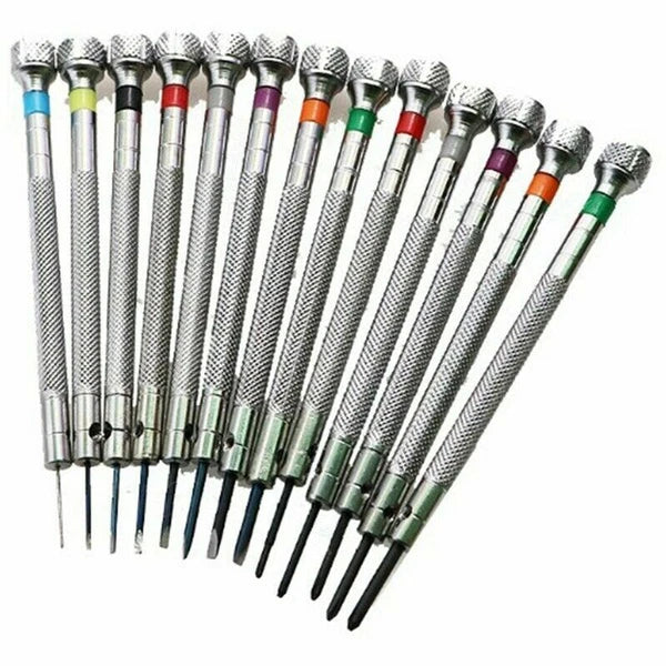 0.6Mm-2.0Mm 13Pcs New Watchmakers Screwdrivers Set Watch Glasses Flat Blade