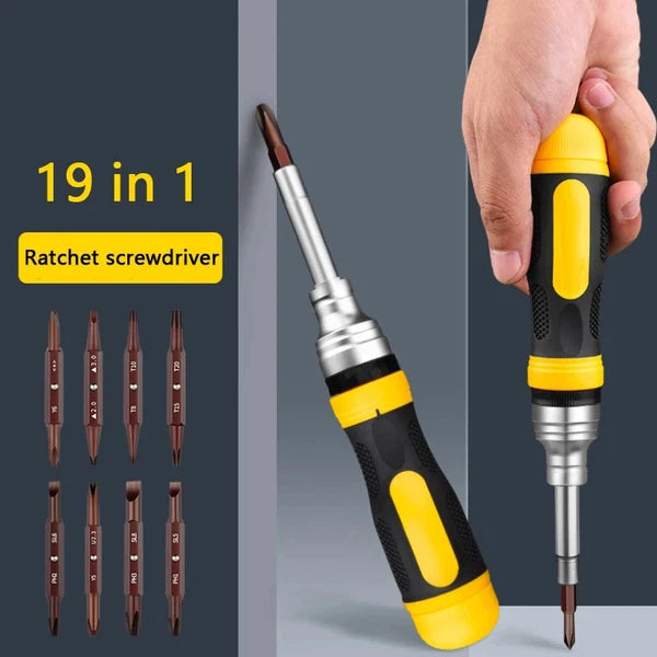 19-in-1 Ratchet Dual-purpose Screwdriver Set Cross Slotted Double-head Manual