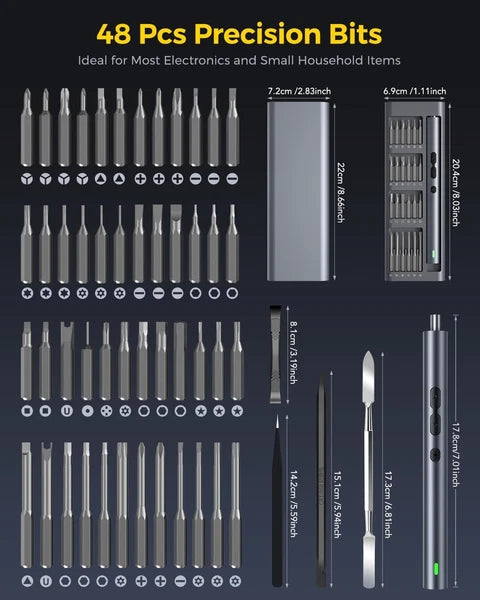 Mini Electric Screwdriver, 62 in 1 Cordless Precision Power Screwdriver Set with
