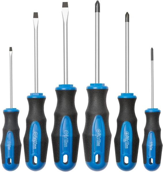 6PCS Magnetic Tip Screwdriver Set, 3 Phillips and 3 Flat, Professional Cushion G