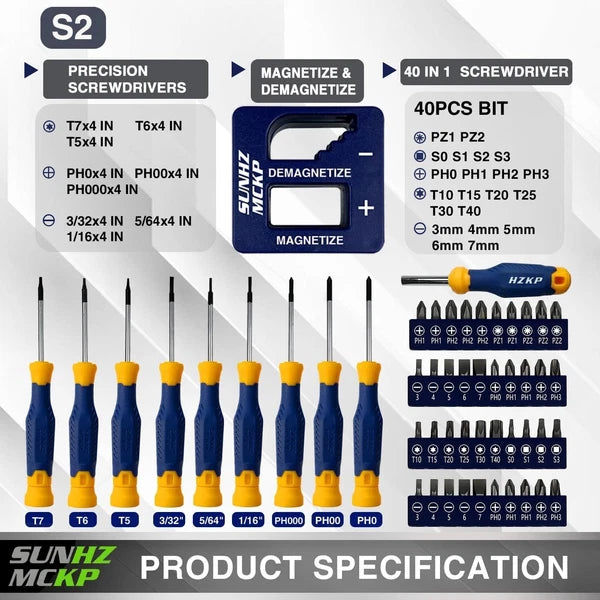 SUNHZMCKP Magnetic Screwdriver Set 66-Piece S2-Alloy Mini Precision