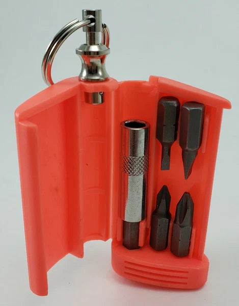 2 Boxer Tools 6 Pc Power Bit Driver Keychain, 2 Included Green & Pink