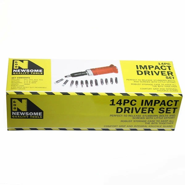 14 Pcs Heavy Duty Impact Driver Bits Screwdriver Set Tool Socket Kit with Case