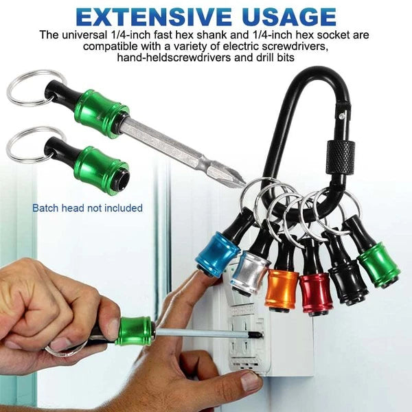14PCS 1/4" Hex Shank Screwdriver Bit Holder Keychain Extension Bar Quick Release