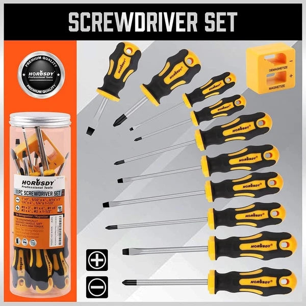 11-Piece Magnetic Screwdriver Set - Corrosion-Resistant with Storage Box