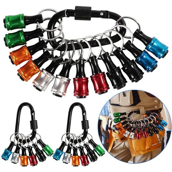 14PCS 1/4" Hex Shank Screwdriver Bit Holder Keychain Extension Bar Quick Release