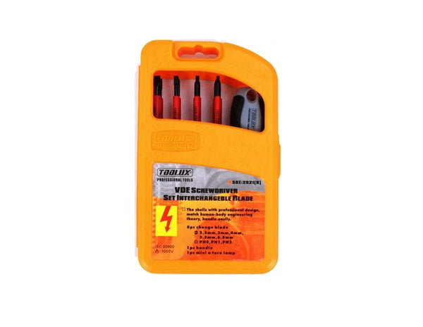 Expert 9-in-1 VDE Insulated IEC 60900 AC1000V Screwdriver Set:Slot Phillip Torch