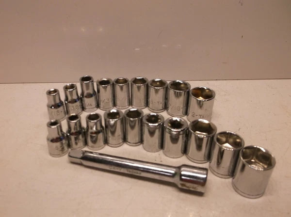 Taiwan 1/4" Socket Set 3/16 - 1/2" / 4 mm - 13 mm & 3" Extension