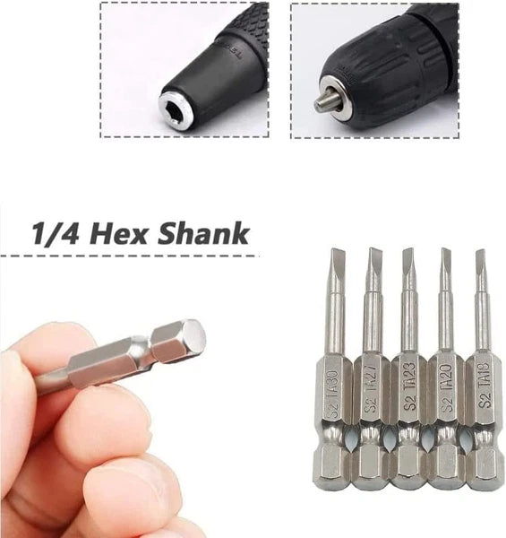 5 Pieces Magnetic Triangle Screwdriver Bits Set, 1/4 Inch Hex 1.8/2.0/2.3/2.7/3.
