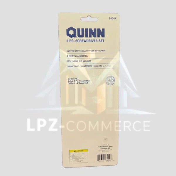 Quinn 2pc Screwdriver Set.Magnetc Tips/Comfort Grip