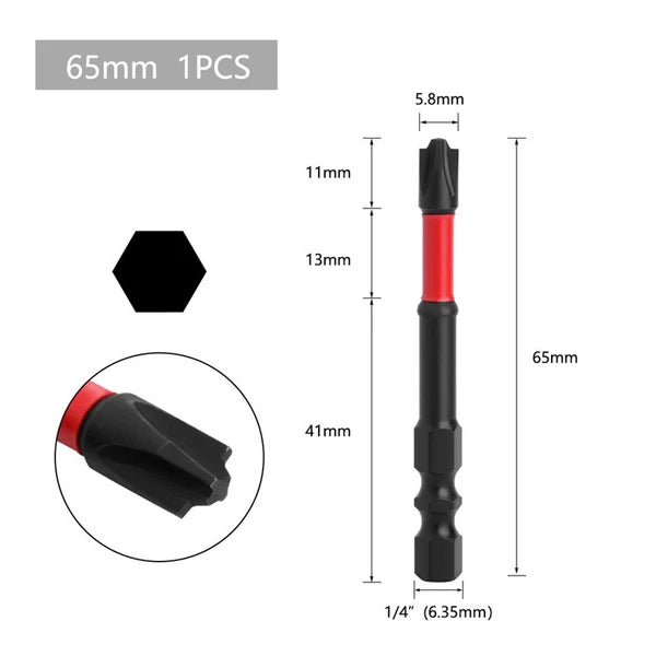 5PC FPH2 Impact Screwdriver Bit Set-S2 Steel 65mm & 110mm Slotted Heads 2025 NEW