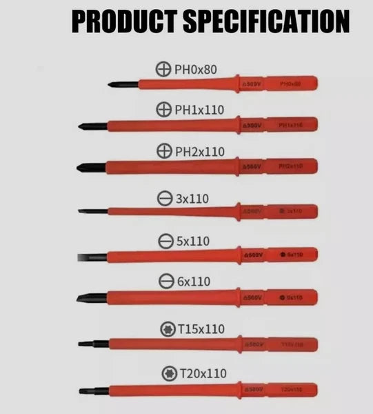 10Pcs VDE Insulated Electrician Interchangeable Head Screwdriver Set & Pouch UK
