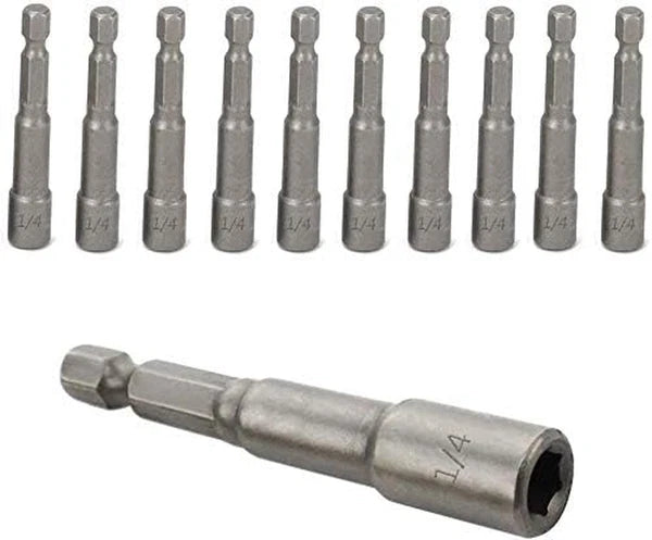 10Pcs 1/4'' Hex Shank Magnetic Power Nut Driver Bit Sets Quick Change Socket Nut