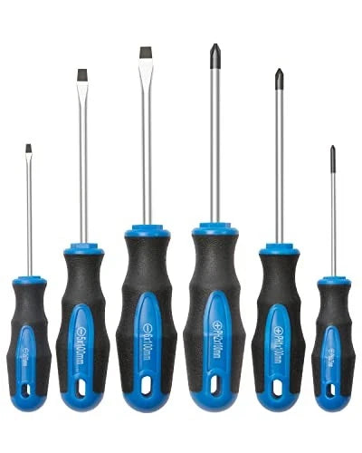 6PCS Magnetic Tip Screwdriver Set, 3 Phillips and 3 Flat, 6pc_black Tip_matt