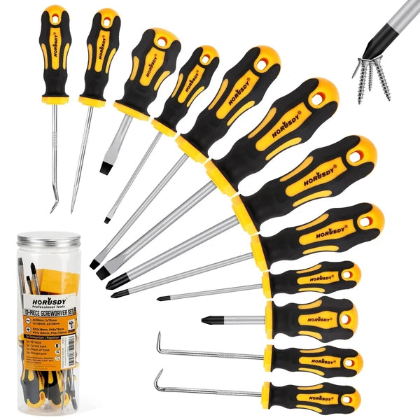 13-Pieces Screwdriver Set Magnetic 4 Phillips and 4 Flat Head Tips and Precision