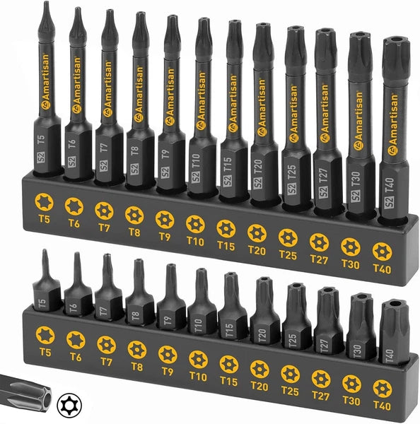 Juego De Puntas Torx, 24 Piezas Juego De Puntas De Estrella De Seguridad Y Re