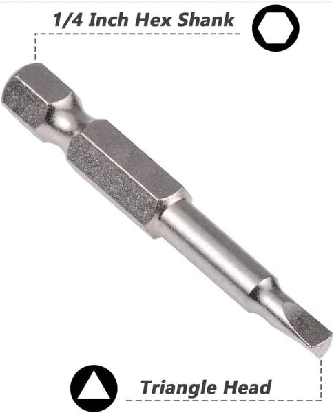5 Pieces Magnetic Triangle Screwdriver Bits Set, 1/4 Inch Hex 1.8/2.0/2.3/2.7/3.