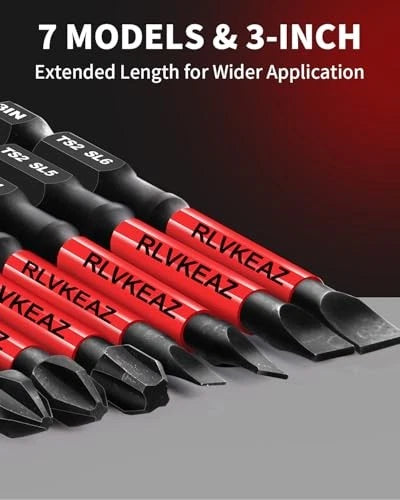 10-PCS 3" Long Magnetic Screwdriver Bits Set: Phillips Bits #1/#2/#3 & Slotted