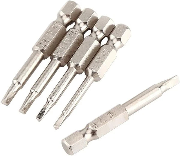 5 Pieces Magnetic Triangle Screwdriver Bits Set, 1/4 Inch Hex 1.8/2.0/2.3/2.7/3.