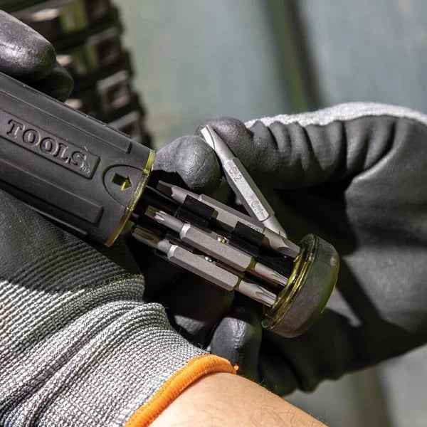 Versatile 15-in-1 Multi-Bit Ratcheting Screwdriver with On-board Storage