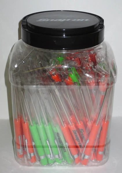 (10)TEN Snap On Pocket Screwdriver, Flat Tip Screwdrivers, Magnetic GREEN .NEW.