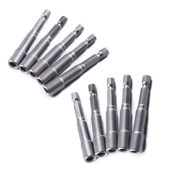 10-Piece Magnetic Nut Driver Bit Set, 1/4-Inch Hex Shank, Chrome Vanadium Steel