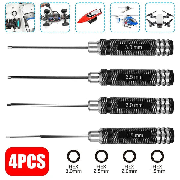 1.5mm / 2.0mm / 2.5mm / 3.0mm Hex Nut Screwdriver Set For RC cars Repair