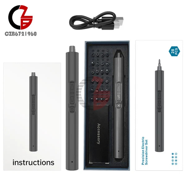 28 IN 1 Precision Electric Screwdriver Set Magnetic Cordless Screwdriver Tool