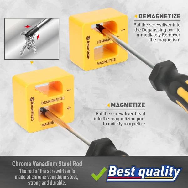 Magnetic Screwdrivers Set & Case Amartisan 43piece Includs Slotted Tools for Men