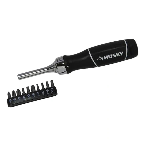 Husky Ratcheting Screwdriver Set Ratchet Driver Combination Hand Tool 10 Piece