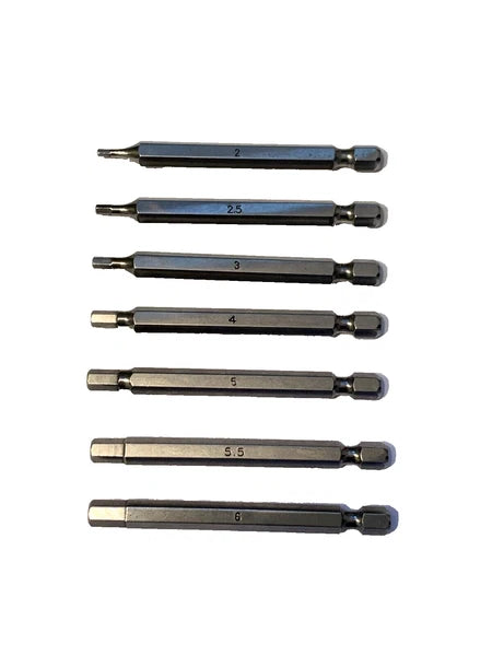 PICQUIC - MM Hex Bits - 7 Bits  1/4"- 3" long for the MM HEX CALIBRE Screwdriver