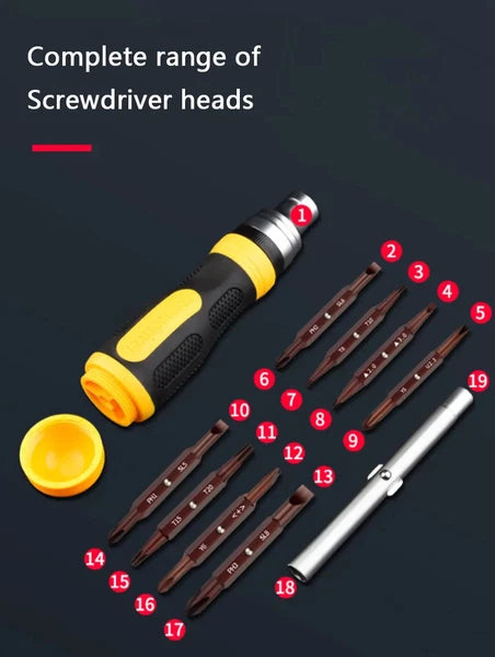 19-in-1 Ratchet Dual-purpose Screwdriver Set Cross Slotted Double-head Manual