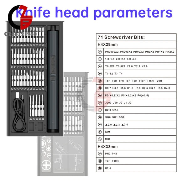 75in1 Mini Electric Screwdriver Magnetic Rechargeable Precision Screwdriver Set