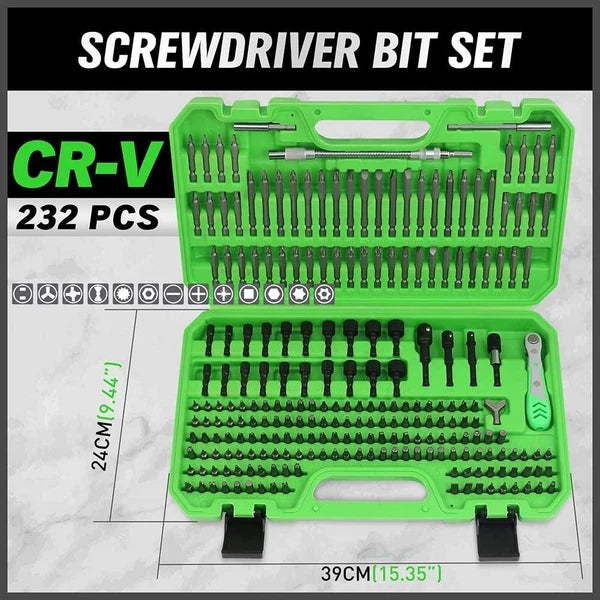 Professional Quality Chrome Vanadium Screwdriver Set - 232 Pieces for Every Task