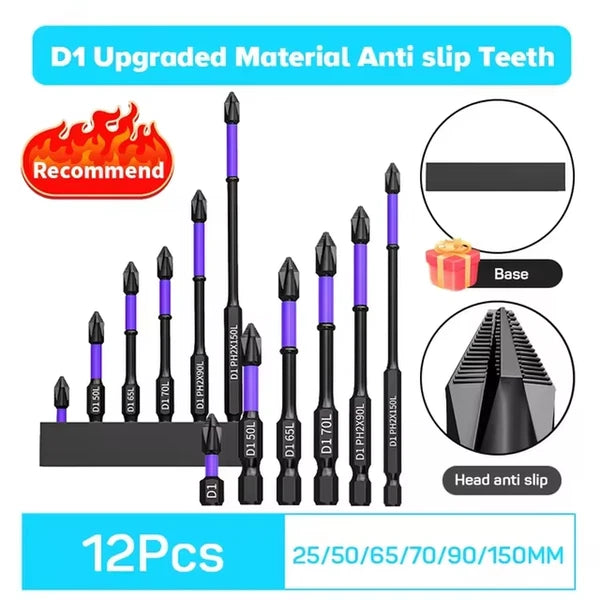 6/12Pcs Magnetic Phillips Bits Non-Slip Hex Shank for Power Tools Driver UK