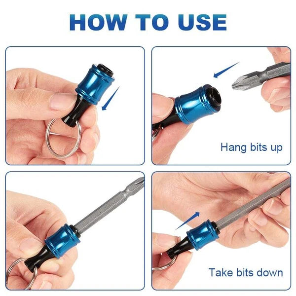 14PCS 1/4" Hex Shank Screwdriver Bit Holder Keychain Extension Bar Quick Release